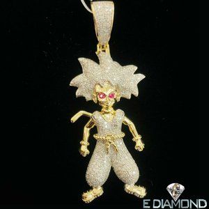 10k Solid Gold 1.25 Carat Goku Dragon Ball Z Style Natural Diamond Pendant